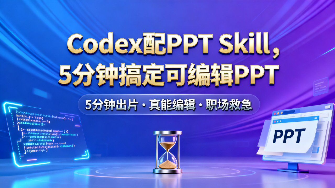 Codex配PPT Skill，5分钟搞定可编辑PPT