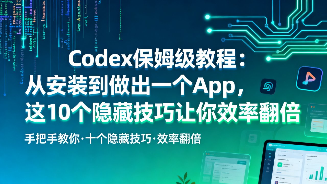 Codex 保姆级教程：从安装到做出一个 App，这 10 个隐藏技巧让你效率翻倍