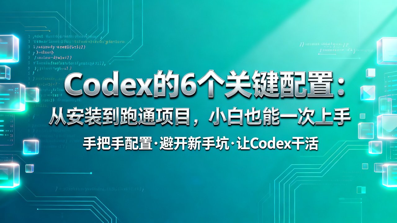 Codex 的 6 个关键配置：从安装到跑通项目，小白也能一次上手