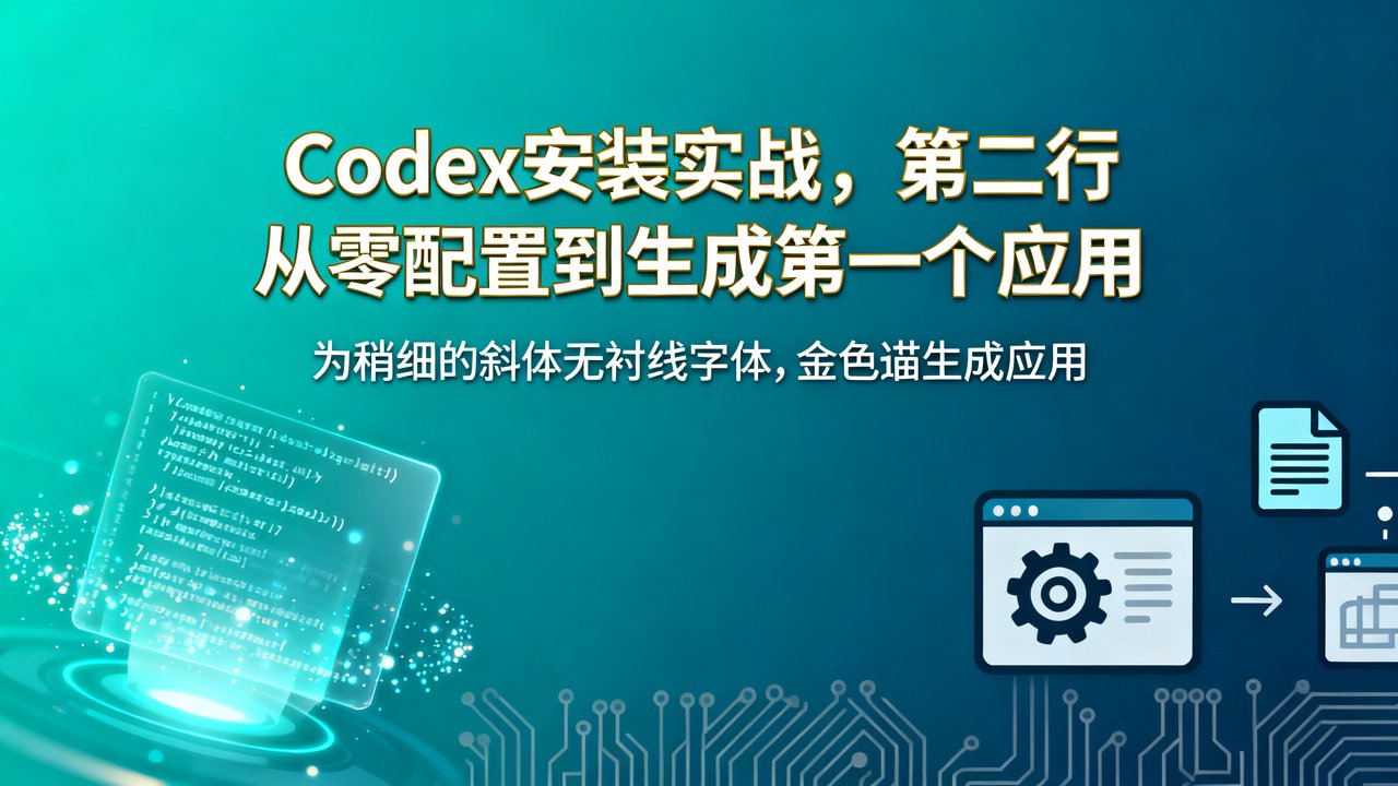 Codex安装实战：从零配置到生成第一个应用
